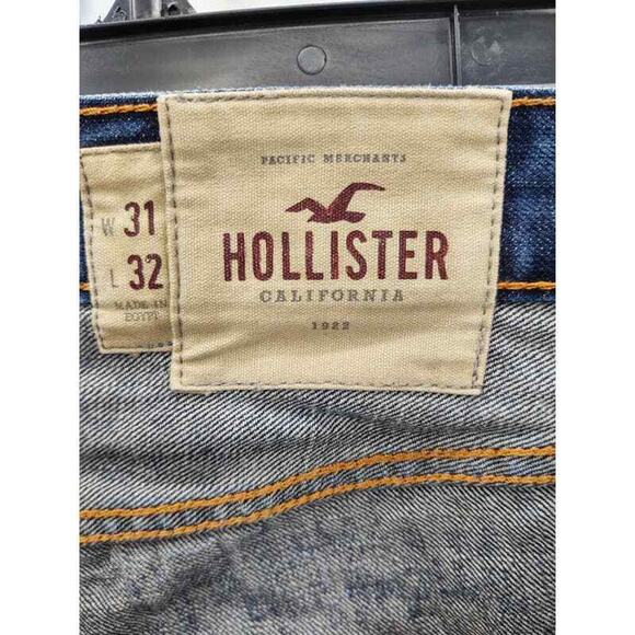 Hollister men's dark wash distressed button fly jeans in 31X32 - Picture 5 of 6